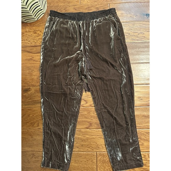 Anthropologie Pants - Anthropologie Elevenses Womens M Brown Velvet Pants Tassel Elastic Waist Jogger